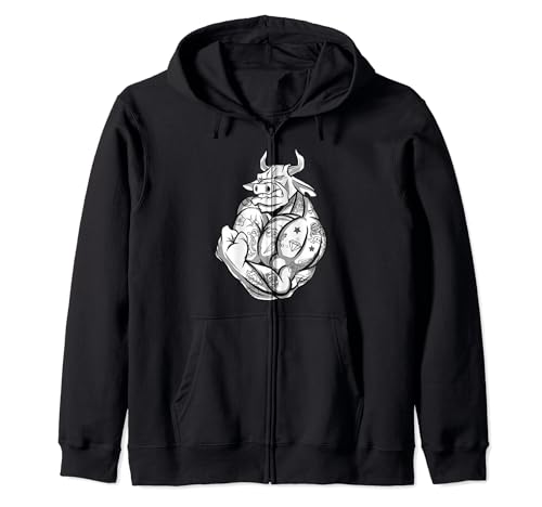 Tauro con músculos de bíceps – Dibujos animados culturismo – Entrenamiento Sudadera con Capucha