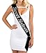 Black Satin"Sweet Sixteen" Birthday Sash Encased in Silver Glitter - Ideal for Sweet 16 Birthday Celebrations by Dulcet Downtown