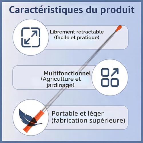 Baguette d'extension pour pulvérisateur de 2.6 m et lance à pression en acier inoxydable