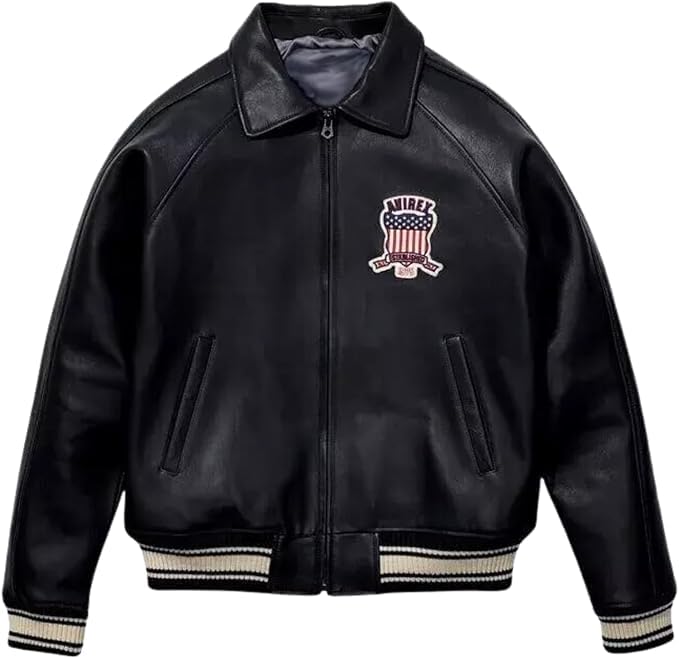 Men's Black AVIREX Real Sheepskin RAF Aviator B3 Bomber Jacket