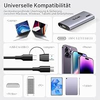 SSK Externe SSD 256GB, bis zu 550MB/s, USB-C Portable SSD Festplatte Extern – Ansicht 6