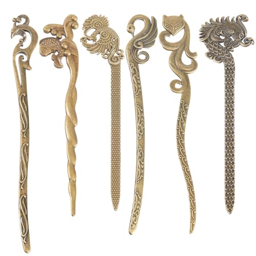 SUNNYCLUE 12Pcs Vintage Bookmarks Metal Antique Bronze Alloy Hairpin Stripe