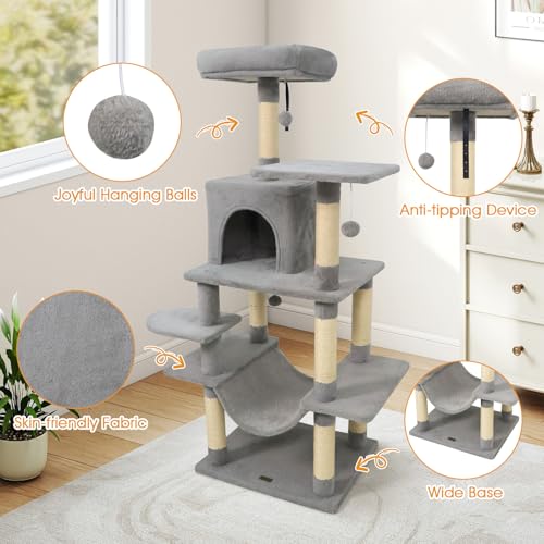 Árbol para Gatos Multi-Nivel 58 Pulgadas con Rascadores y Cama miniatura 6