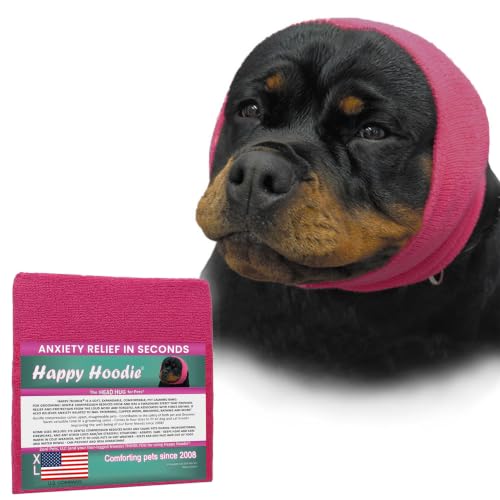 Image of Happy Hoodie The Original Dog & Cat Calming Band - American Brand - Anxiety Relief /Noise Protection-Grooming-Thunder-Fireworks (X-Large, Pink) - Since 2008