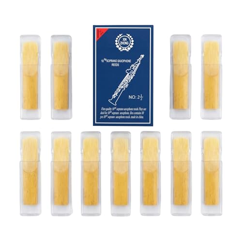 MoResolune Bass Clarinet Reeds Strength 2.5-10 Pack Bb Bass Clarinet Reeds, Individually Wrapped with Plastic Case - Rich Deep Tone, Ideal for Students & School Band Performance