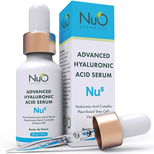 Nuorganic Hyaluronic Acid Serum For Face - Hydrate, Plump And Rejuvenate Your Skin With Plant Stem Cells & B5 - Vegan, Cruelty Free, Natural & Organic Ingredients (1Fl.oz) #TOP27