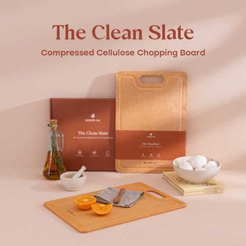 Image of CUMIN CO. Chopping Board | 24x34.5 cm | Bacteria Resistant Cutting Board for Kitchen | Odour-Free | FDA Compliant | Knife-Friendly | Compressed Cellulose