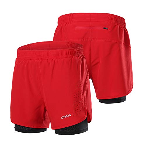 Shorts esportivos, Romacci Calções de corrida 2 em 1 masculino de secagem rápida e respirável treino