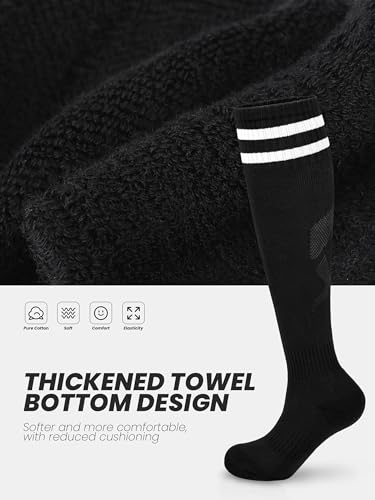 4 Pairs Kids Cotton Soccer Socks Cushion Striped Baseball Uniform Boys Sock Toddler Girls Knee High Socks2