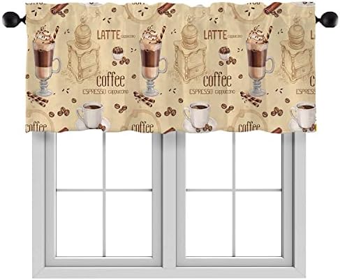 PRUKIVRA Valances for Windows,Rod Pocket,52 x 18 inch,Warm Coffee