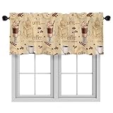 PRUKIVRA Valances for Windows,Rod Pocket,52 x 18 inch,Warm Coffee