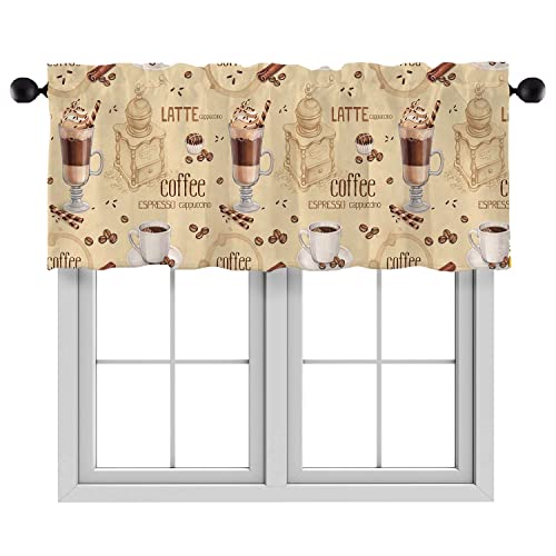 Prukivra Valances For Windows,Rod Pocket,52 X 18 Inch,Warm Coffee #TOP18