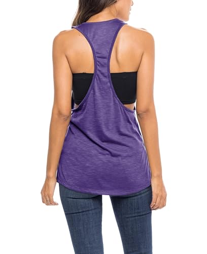 Image of Sexy Basics Women's Workout Racerback Tank Tops | Semi Sheer Slub Fabric | Wide Shoulder Hole Opening | Multi Packs & Colors