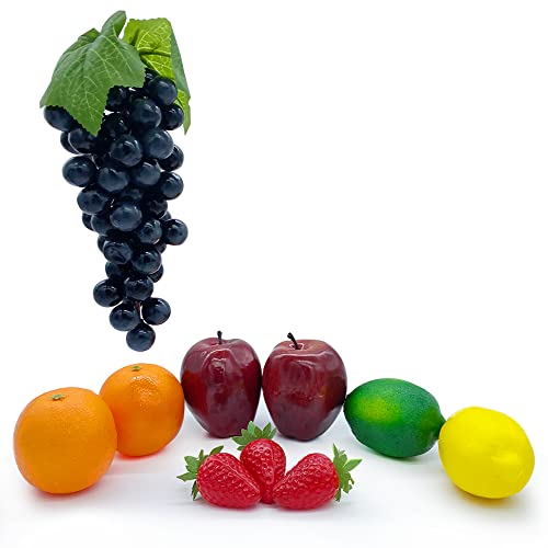 13 Pcs Artificial Fruits Set, Lifelike Realistic Fake Fruit Home Decoration, Faux Fruit Decor For Dining Table, Photography Props Fruit Oranges, Limes, Grapes, Pear #TOP4