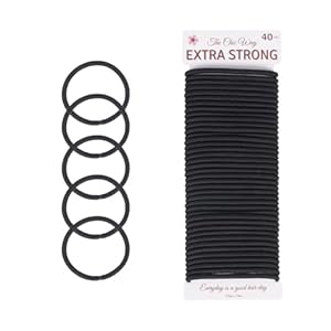 The Chic Way 40 Pcs Hair Bobbles, Elastic Hair Bands, Black Hair Ties, 4mm