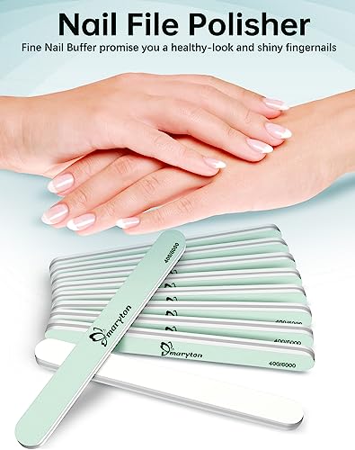 Maryton Nail Buffer And Shine Kit, 10Pcs Nail Shine Buffer Blocks For Natural Acrylic Nails Polisher Fingernail Buffer Buffing File 400 6000 Grit #TOP6