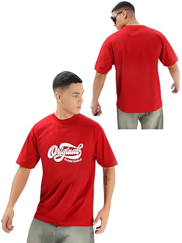 Image of Men's Half Sleeve Oversized Tshirt, Round Neck Longline Drop Shoulder Printed Loose Fit T-Shirt