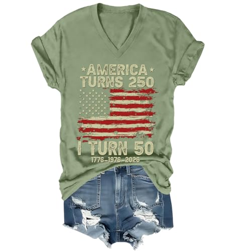America Turns I Turn 50 Shirt The Ancient American Flag Funny 1976 50th Birthday T-Shirt