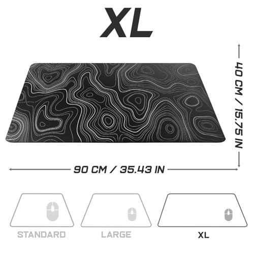 Sidorenko Alfombrilla de ratón XXL negra para videojuegos, alfombrilla de ratón grande, 900 x 400 mm, alfombrilla de escritorio antideslizante para juegos y oficina, bordes sin flecos, alfombrilla - imagen 2