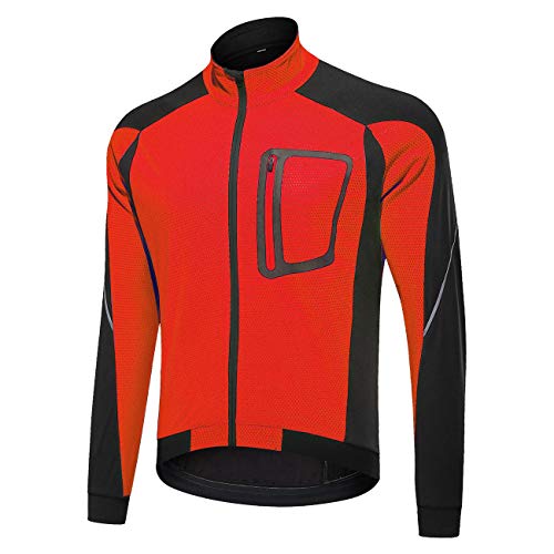 Huanxin Vestes De Cyclisme Homme Chaud Coupe-Vent Antipluie Et Montagne Velours Veste De Vélo De Vélo,Rouge,4XL Cover