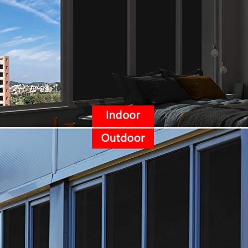 WPCTEV Static Cling Total Blackout Privacy Window Film Cover 100% Light Blocking No Glue Black Window Tint for Home Room Darkening Easy Removal 17.7 Inch x 6.5 Feet