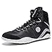 OUSUO Mens Boxing Shoes Wrestling Shoes High Top Fitness Sneakers Powerlifting Boots Zero Drop Sole Black&White 8