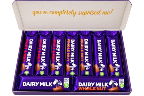 Image of Dairy Milk Chocolate Full Sized Bars, Fruit Nut & Whole Nut Gift Box Hamper