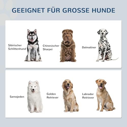 PawHut Futternapf, Erhöhtes Futterstation mit 2L Futterschale aus Edelstahl, Stauraum, Doppeltür mit Schloss, Hundebar für extra große Hunde, Weiß