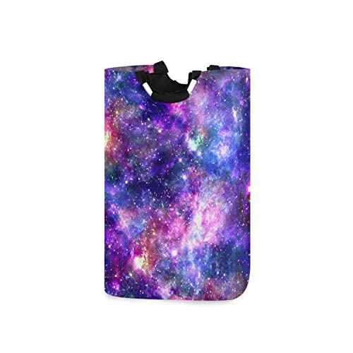 Moudou Purple Galaxy Laundry Basket Foldable Laundry Hamper Large Clothes Toys Basket With Handles For Laundry Room, Bathroom, Bedroom, Dorm #TOP22