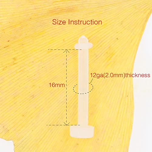 Newkeepsr 5Pcs-12G(2.0Mm) Thickness, 16Mm(5/8'') Length, Bioplast Flexible Clear Tongue Ring Retainer Flat Labret Bar #TOP3