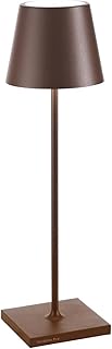Zafferano, Poldina Pro, Lampe de Table Rechargeable et Sans Fil avec Contrôle Tactile, Utilisable également comme Lampe d'Extérieur, Dimmer 2200-3000 K, Hauteur 38 cm, Couleur Corten