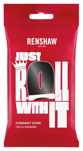 Renshaw Jet Black Just Roll With It Fondant Icing 250 g (Pack of 1) - Ready to Roll Icing for Cakes