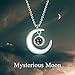 SOULMEET Sterling Silver Moon Necklace with I Love You in 100 Languages Projection Jewelry Gifts for Wife Mom Adults (Backwards text projection)