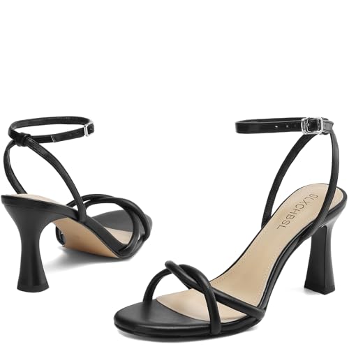 Image of Womens Kitten Heels, Round Open Toe Strappy Heeled Sandals, Ankle Strap Dress Shoes for Party, Wedding, Low Heel 2.5 inch