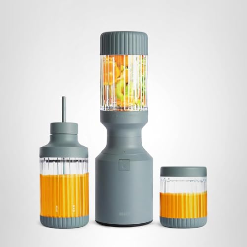 The Beast Mini Blender Plus | Mini Countertop Kitchen Blender | Blend Smoothies and Shakes, Dressings, Sauces, Dips | Extra Vessels, Straw Cap and Straws Included | 600W (Mist)