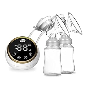 Doppelte Elektrische Brustpumpe, Doppelmilchpumpe, 3 Modi und 9 Einstellbare Stufen LED Bildschirm Milchpumpe mit 2 Stück 150 ml Milchflaschen Niedrigem Rausch Anti Rückfluss Abpumpen Stillmilchpumpe