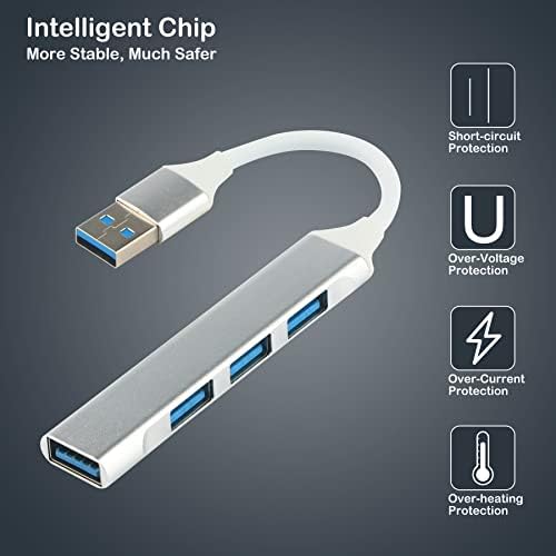 USB 3.0 Hub,HIHUHEN USB Splitter 4-Port USB 3.0 and 2.0 Adapter High Speed for laptop, MAC, PC, PS4, USB Flash Drives and Mobile HDD (1xUSB Hub)