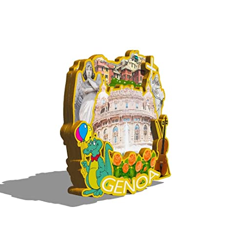 Imán decorativo de madera Italy Genoa 3D miniatura 2