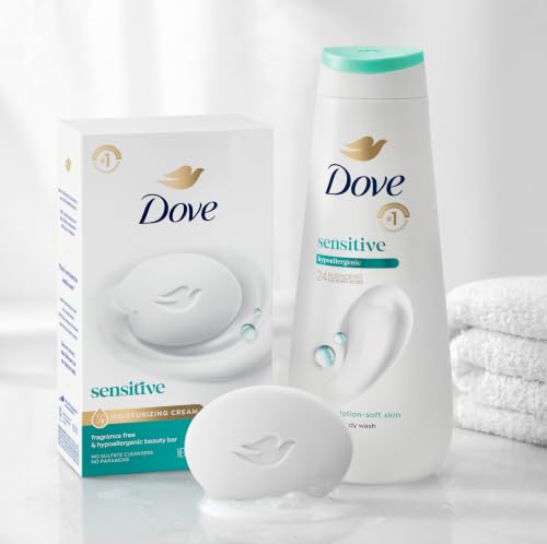 Dove Sensitive Beauty Bar Soap, Fragrance Free, 8 Count, 3.75 oz | For sensitive skin, a hypoallergenic formula gently cleanses and moisturizes without irritation. - image 4