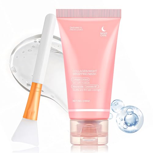 Allony Collagen Night Wrapping Mask,Collagen Maske Gesicht Overnight,Medicine Collagen Mask,Overnight Collagen Mask,Kollagen Boosting Maske,Reduces Sagging & Dullness Hydrolyzed Collagen Korean Mask