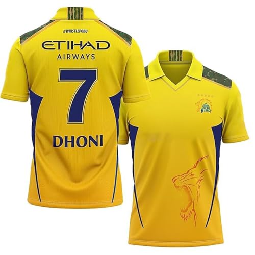 CSK Dhoni 7 Jersey 2024(Kid's, Boy's & Men's)