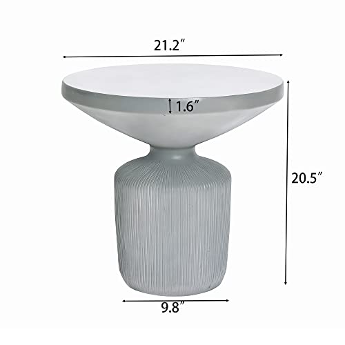Luxenhome Concrete Side Table, 21" Patio Coffie Table, Round Accent Table, Indoor Outdoor Use #TOP1