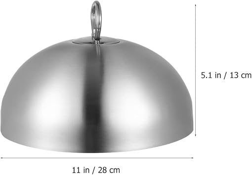 Hemoton Stainless Steel Steak Cover 11 Inch Teppanyaki Dome Lid Anti Oil Splashing Food Cover Cooking Tool with Handle for Home and Restaurant