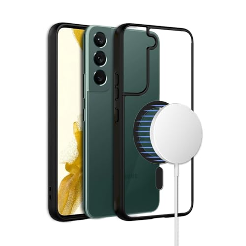 Image of Amazon Brand - Solimo Thermoplastic Polyurethane Case Compatible with Mag-Safe Wireless Charging Slim Back Cover with Inner Magnetic Ring for Samsung Galaxy S22 5G - Black