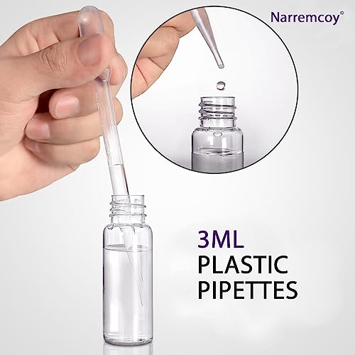 Narremcoy 3ML Plastic Pipettes Dropper, Disposable Transfer Pipettes with Clear Graduated, Eye Dropper for Essential Oils, Home Use, Science Class, Lab Experiments, DIY Art(25)