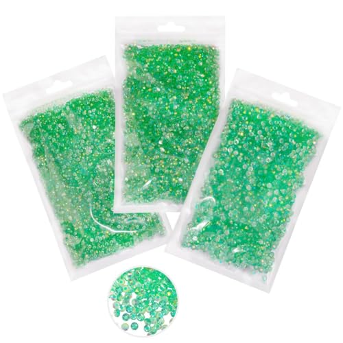 qiipii 16000PCS Light Green AB Resin Rhinestones for Crafting 3mm 4mm 5mm Flatback Jelly Stones Bulk SS10 SS16 SS20 Diamonds Crystals Gems Charms for Nails Face Eyes Makeup Tumblers Bottles DIY Crafts