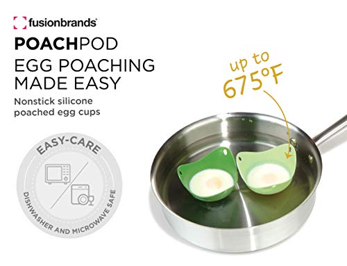 Fusionbrands Poachpod The Original Silicone, Floating Egg Poaching Cup, Green, 2 Pack #TOP1
