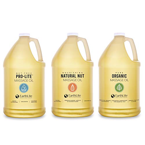 Earthlite Massage Oil Natural-Nut - Formula - Unsurpassed Glide, 100% Chemical-Free, Unscented, Gray, 8 Oz #TOP2