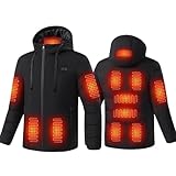 [Yucahype] 11箇所発熱 電熱ジャケット M-7XL 大きいサイズ 2つボタン制御 USB給電 3段温度調節 ヒーター付き ヒートコート 男女兼用 電熱ウェア 加熱ジャケット 速暖 バイク 屋外作業 メンズ レディース(XL ブラック)