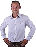 Almwerk Herren Trachten Hemd weiß Modell Ottmar 100% Baumwolle kariert an Ärmel und Kragen in Rot, Grün, Schwarz, Blau, Braun und Schwarz, Farbe:weiß/schwarz;Größe:XL